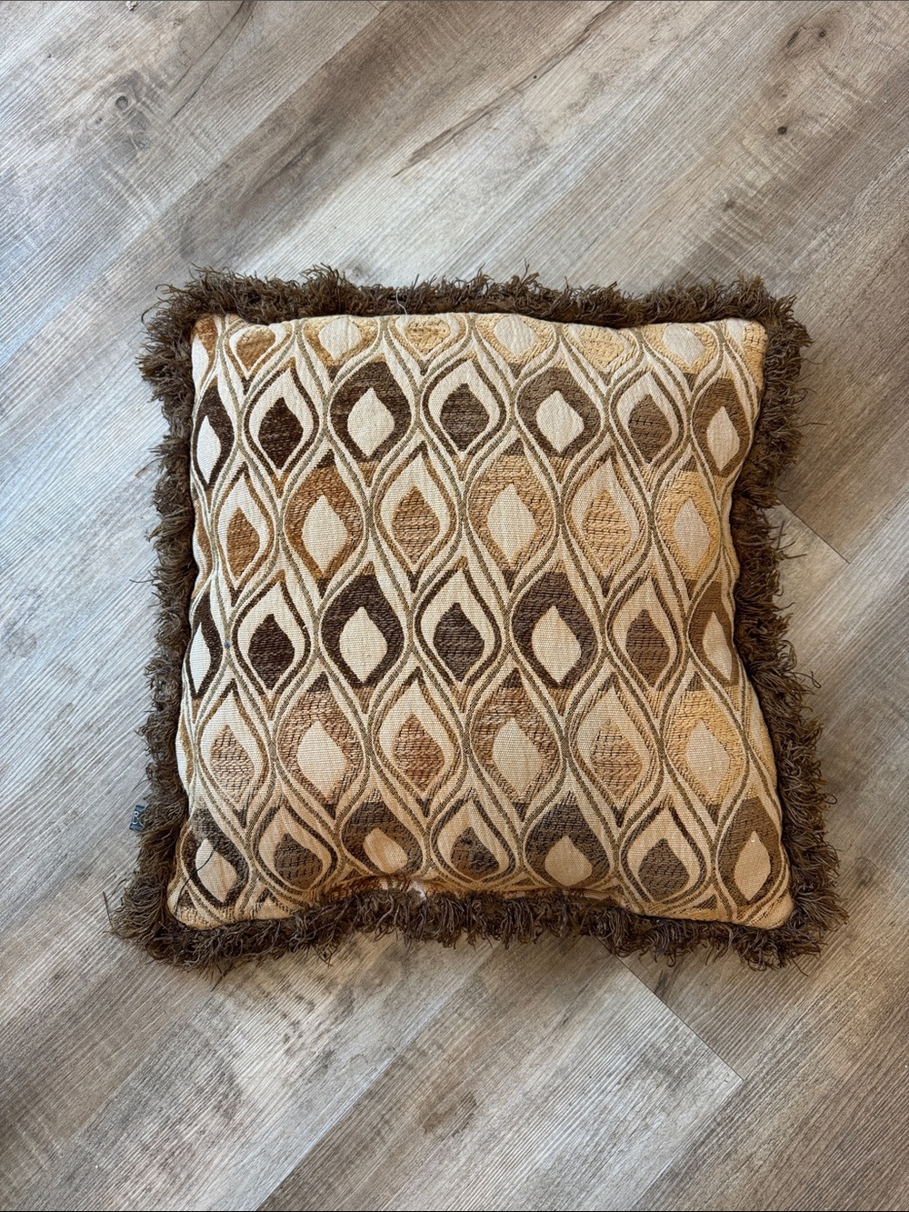 Vintage Borgata Tan & Brown Fringe Throw Pillow - Home Accents